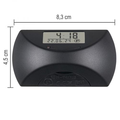 Elektronische Parkscheibe in Schwarz mit LCD-Display und den Abmessungen 8,3 x 4,5 cm