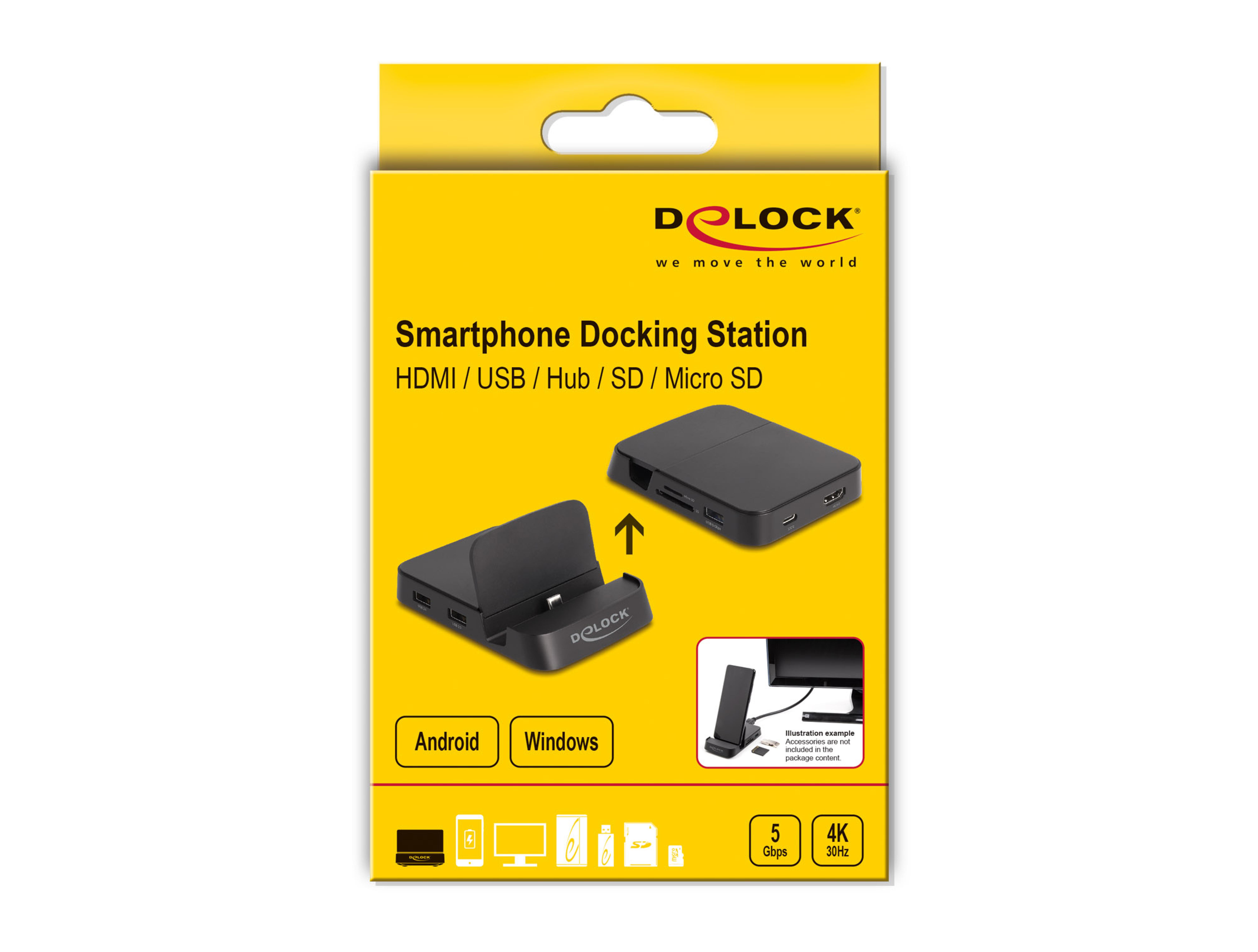 DELOCK Smartphone Dockingstation 4K mit integrierter Halt.