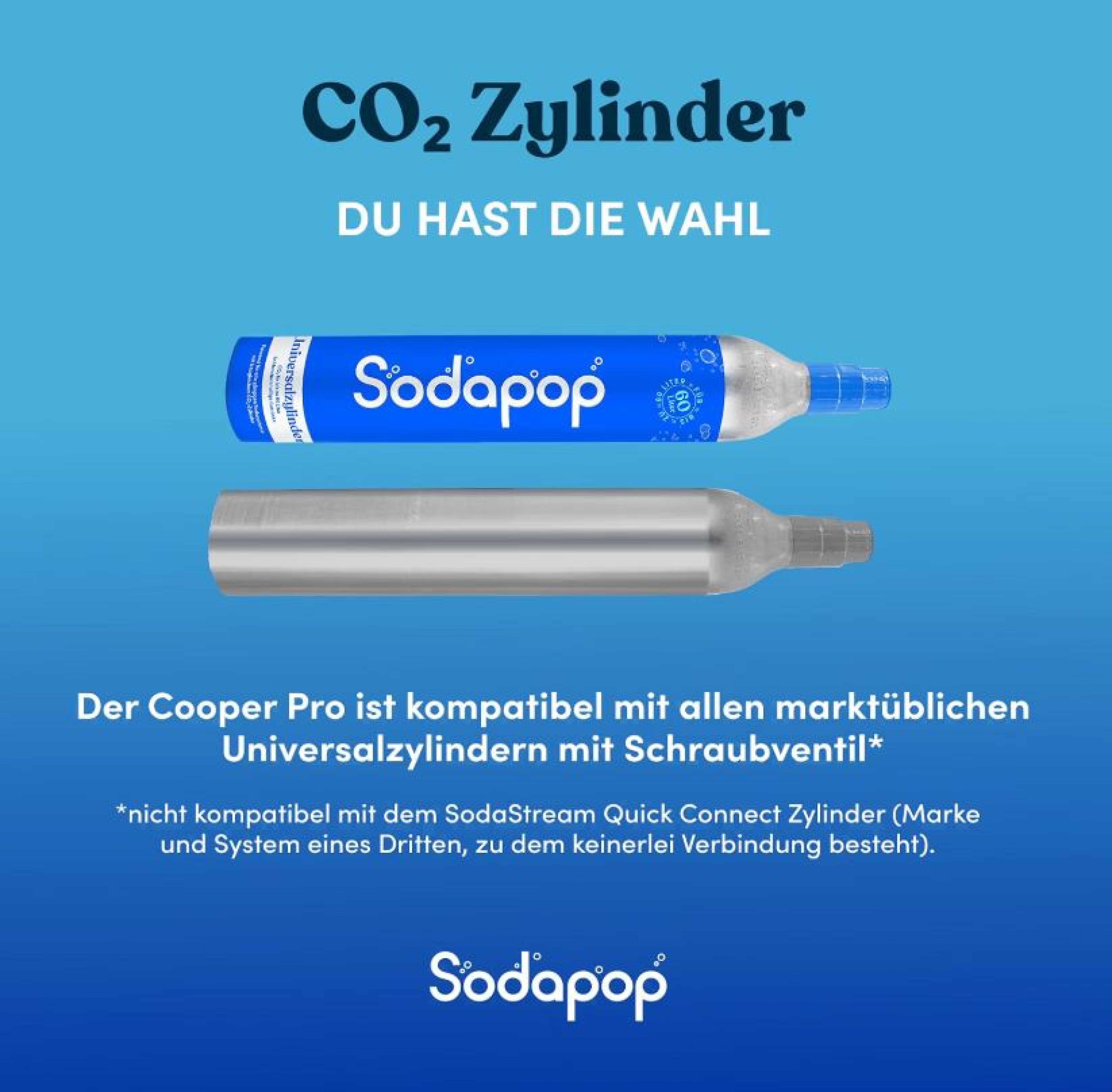SODAPOP Wassersprudler Cooper Pro schwarz mit PET- und Edelstahlflasche