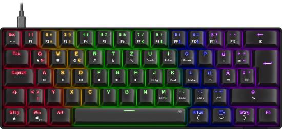Mechanische Gaming-Tastatur mit RGB-Beleuchtung und deutschem Tastenlayout