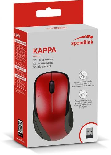 Speedlink KAPPA kabellose Maus, rot, energiesparender Modus, optischer Sensor bis zu 1600 dpi, Verpackung