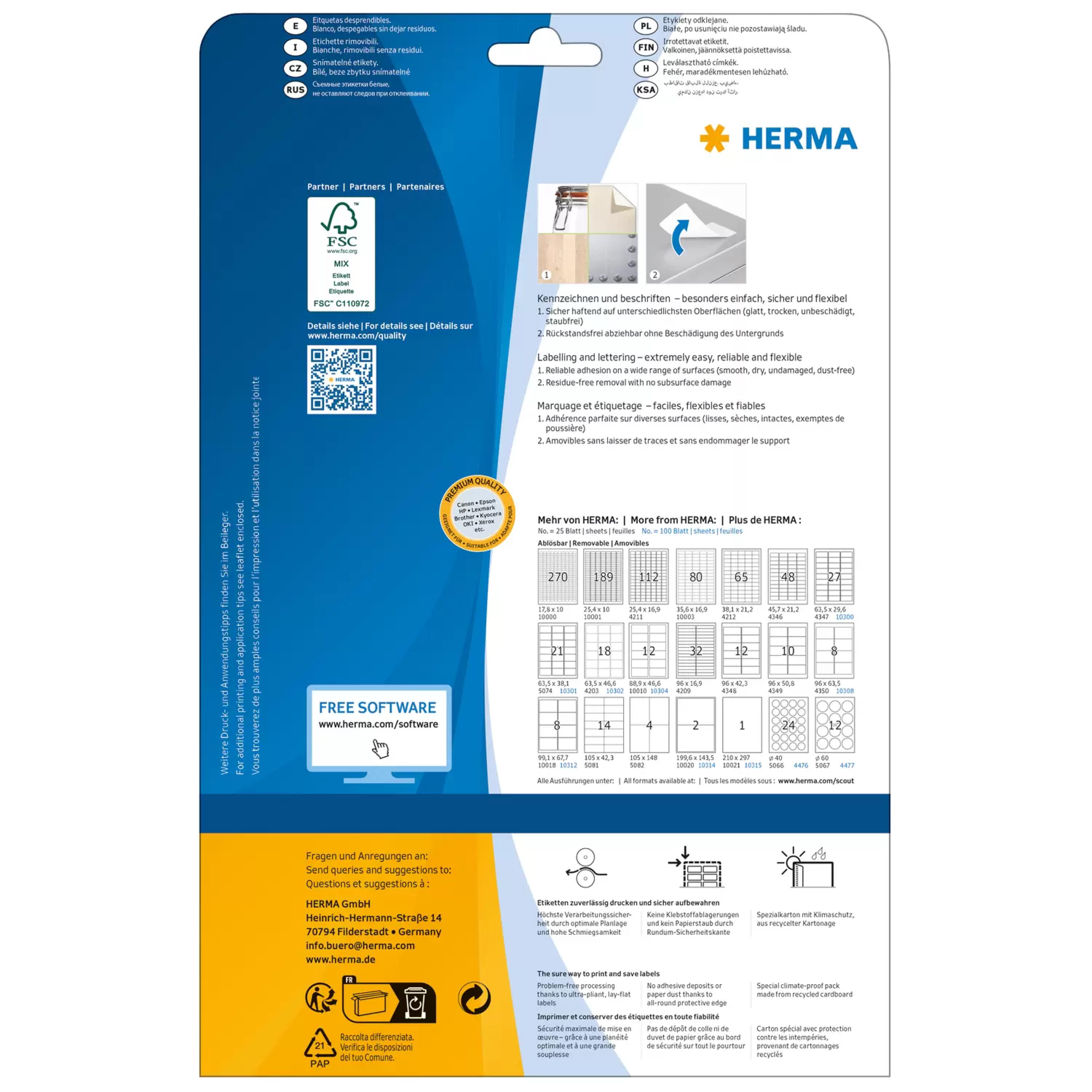 HERMA Abloesb. Streifen A4 96x10 mm weiss Papier 1350 St.