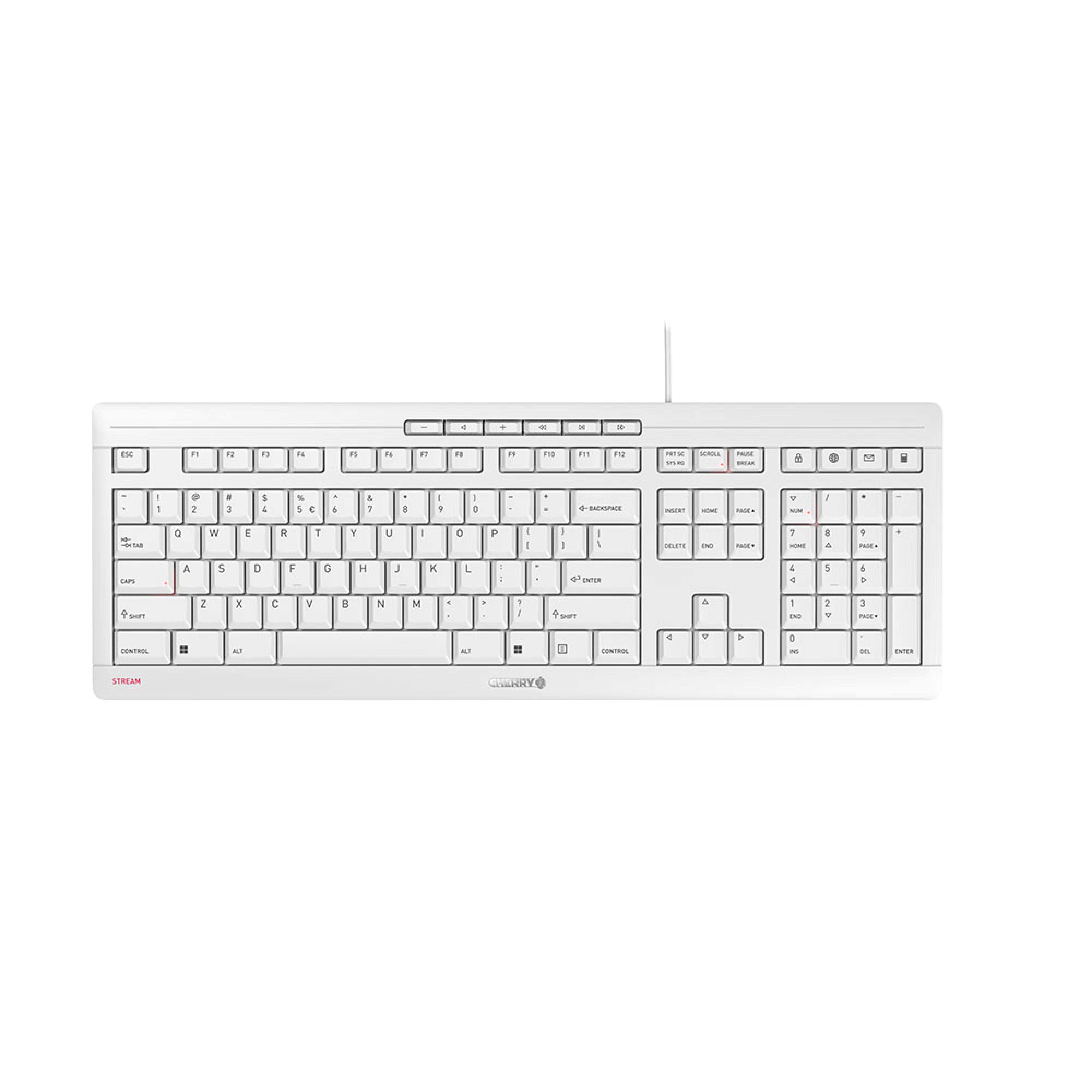 CHERRY STREAM Tastatur Wired EU 1.80m weiss/grau