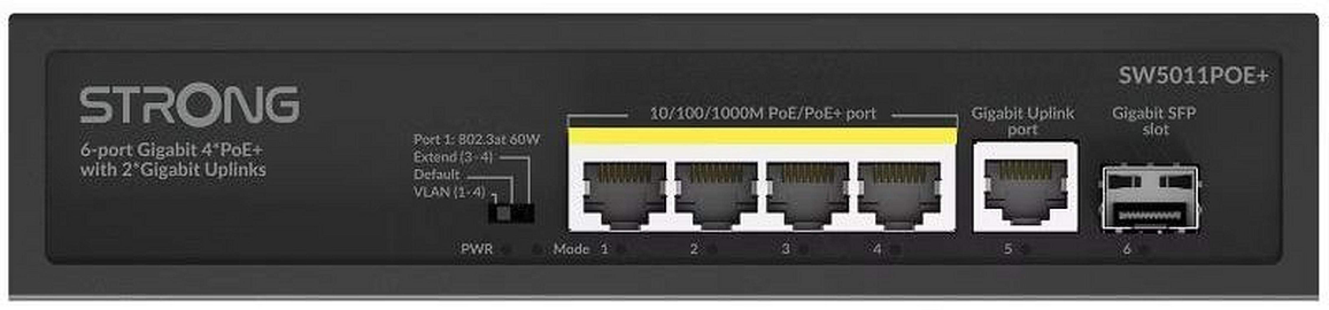 STRONG 4-Port Gigabit POE+ Switch plus 2-Port Ethernet Gigabit-Uplinks