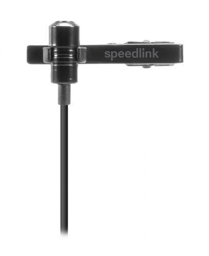 Schwarzes Ansteckmikrofon von Speedlink für Sprachaufnahmen