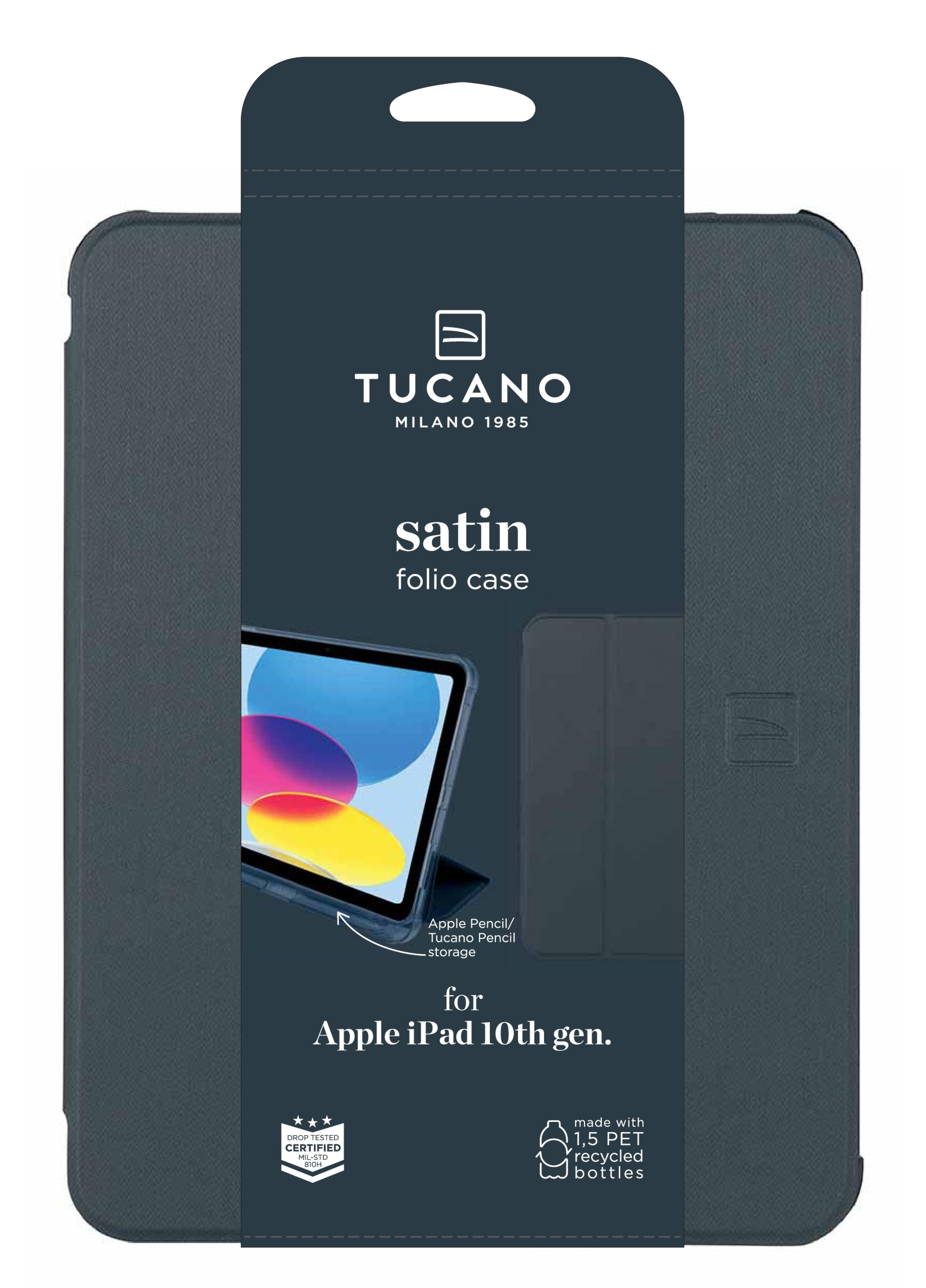 TUCANO SATIN Tablethülle mit Fallschutz Apple iPad 11" 11.Gen A16  10.9" 10.Gen Schwarz-Blau