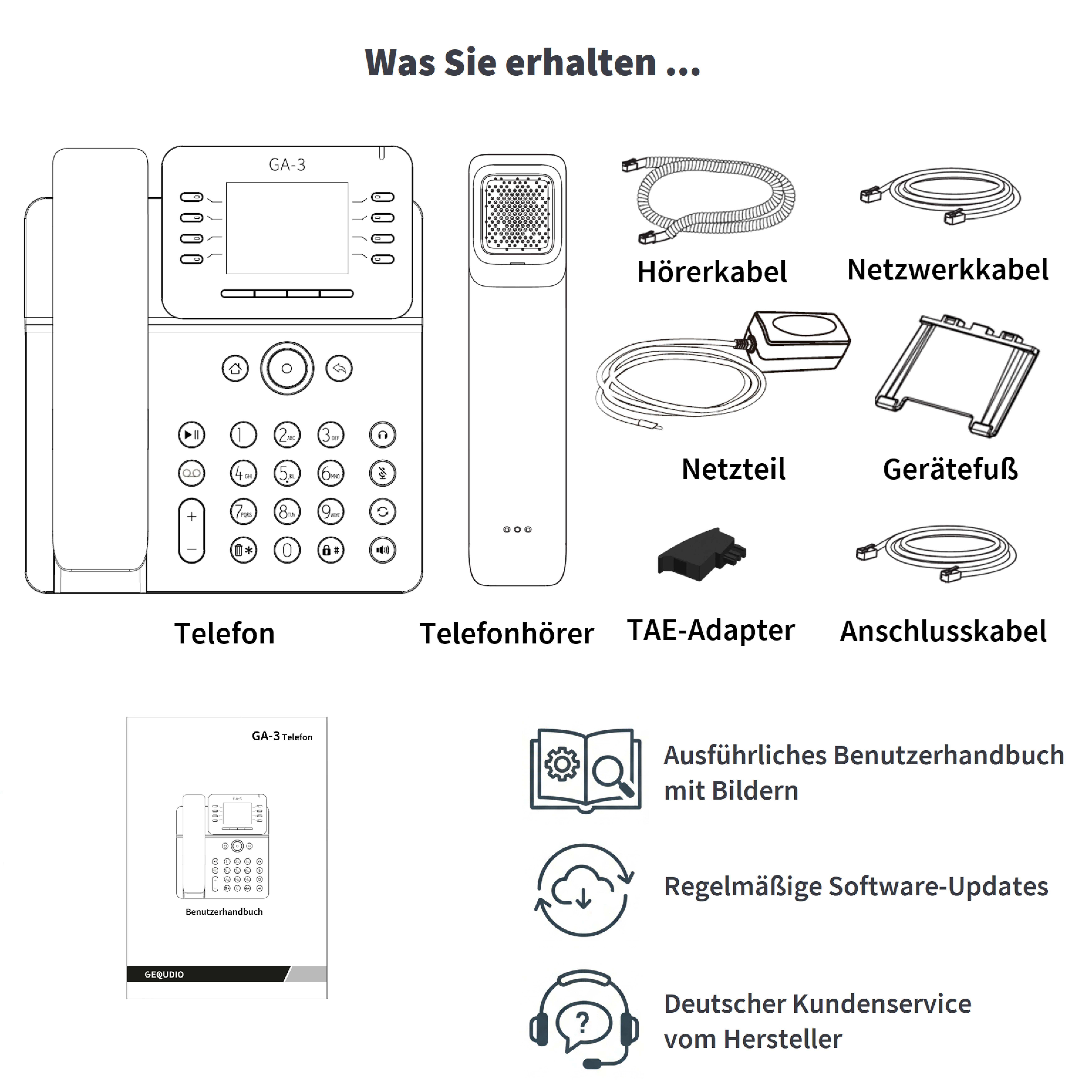 GEQUDIO GA-3 Telefon mit Anrufbeantworter