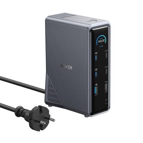 USB-C Ladegerät mit mehreren Ports und Netzkabel Multifunktionales USB-C Ladegerät mit mehreren USB-Anschlüssen und Netzkabel