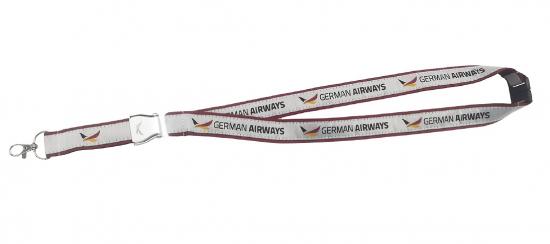 Schlüsselband von German Airways mit Karabinerhaken und Sicherheitsverschluss