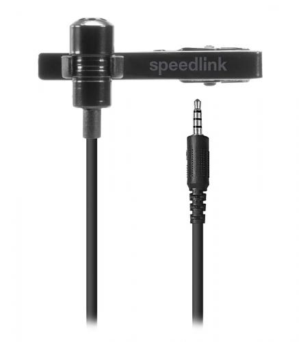 Schwarzes Speedlink Ansteckmikrofon mit 3,5 mm Klinkenstecker