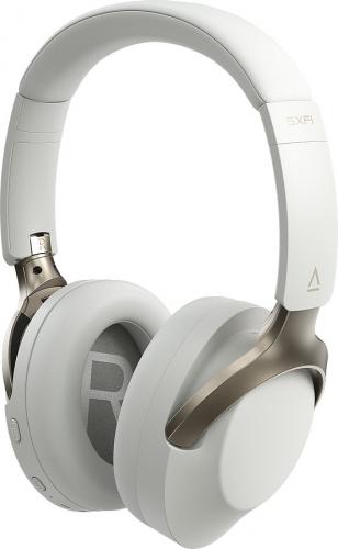 Weiße kabellose Over-Ear-Kopfhörer mit modernem Design und verstellbarem Bügel
