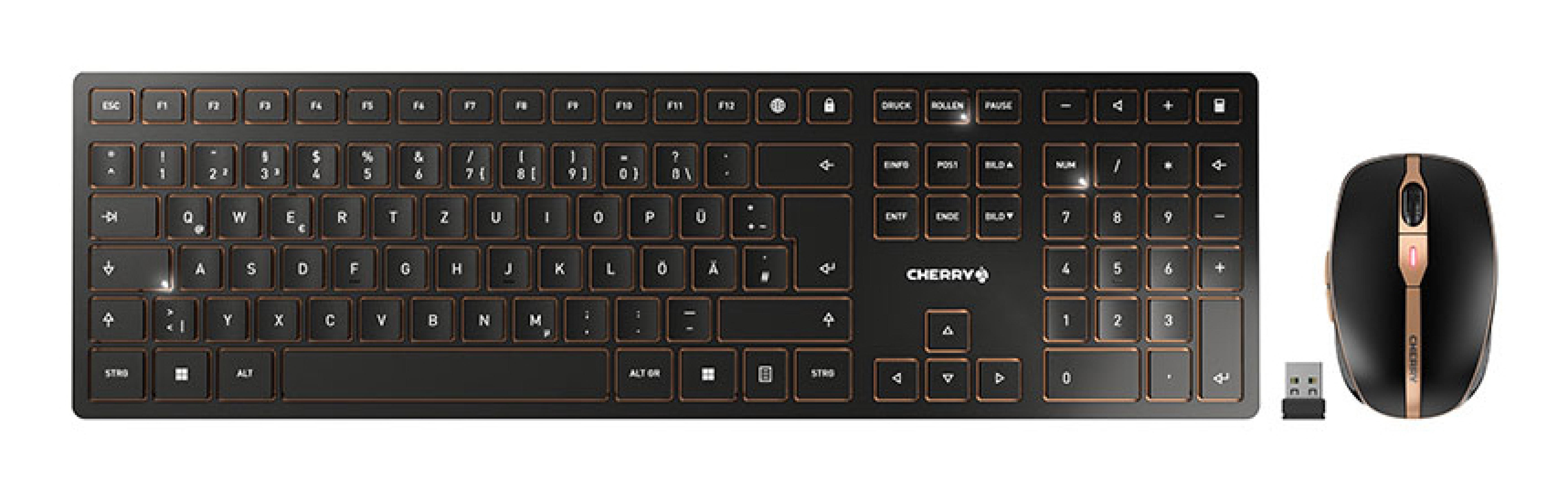 CHERRY DW9100 Wireless SLIM Maus&Tastatur DE schwarz/bronze