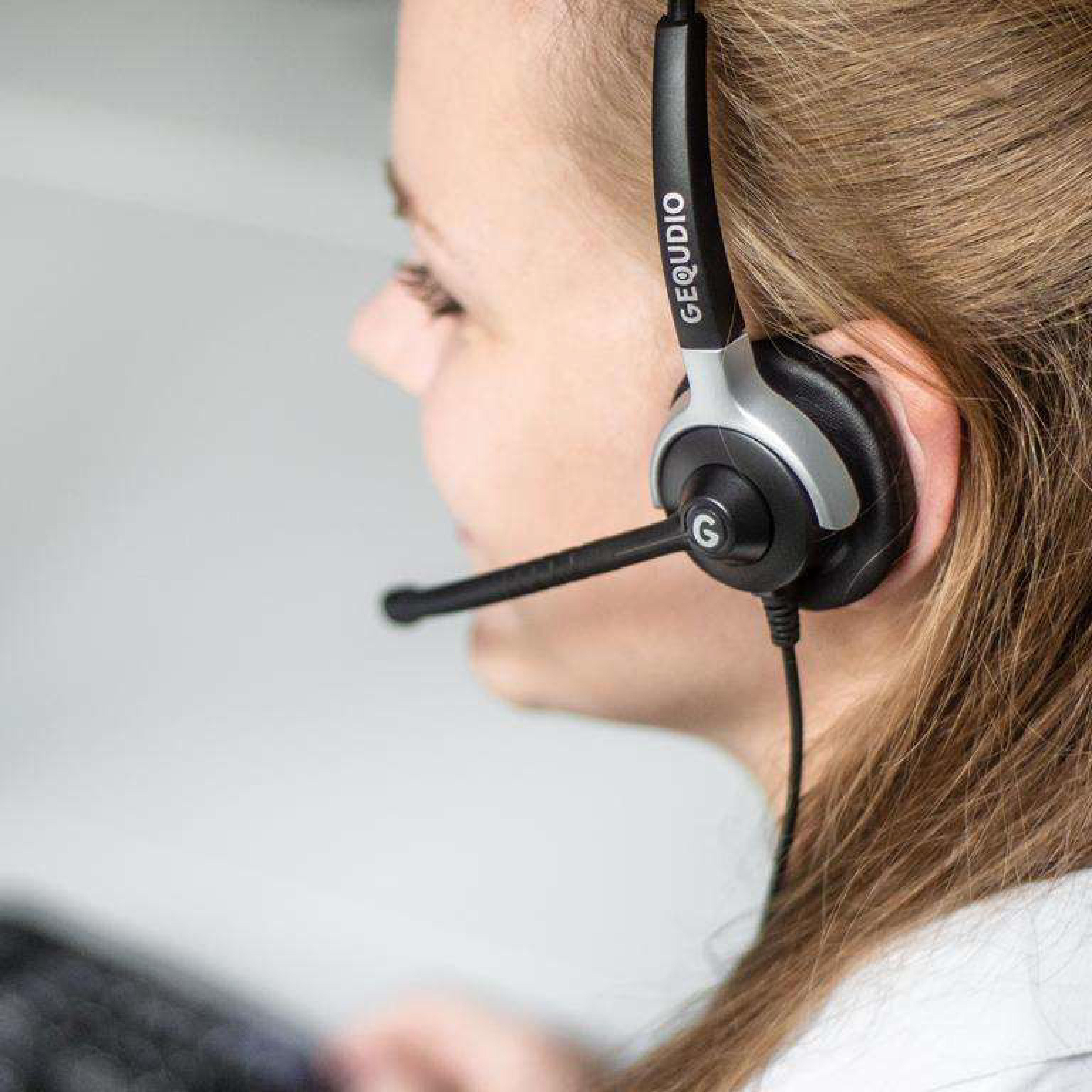 GEQUDIO Headset 1-Ohr fuer Mitel,Aastra,Poly,Gigaset-RJ Kabel
