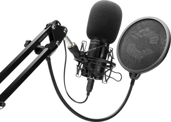 Studiomikrofon mit flexiblem Arm und Popfilter für klare Audioaufnahmen