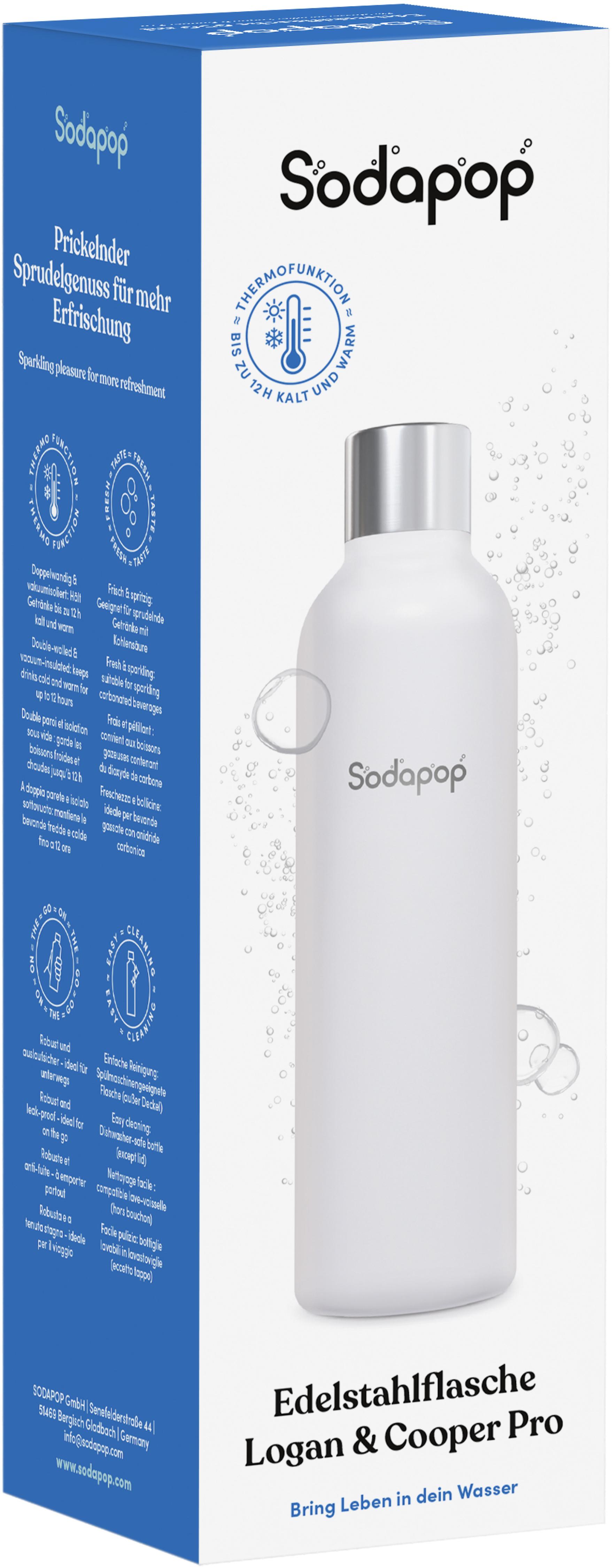 SODAPOP Edelstahlflasche 750ml weiß für Logan und Cooper Pro
