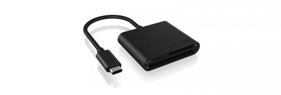 Schwarzer externer USB-C-Kartenleser mit Kabel