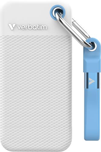 VERBATIM Pocket SSD USB 3.2 Gen 2 1TB White/Light Blue incl. two rubber sleeves