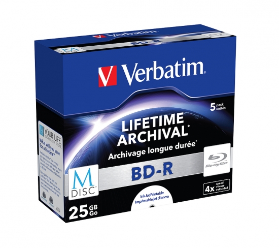 Verbatim BD-R 25GB M-Disc 5er Pack, geeignet für langfristige Archivierung und Datensicherung