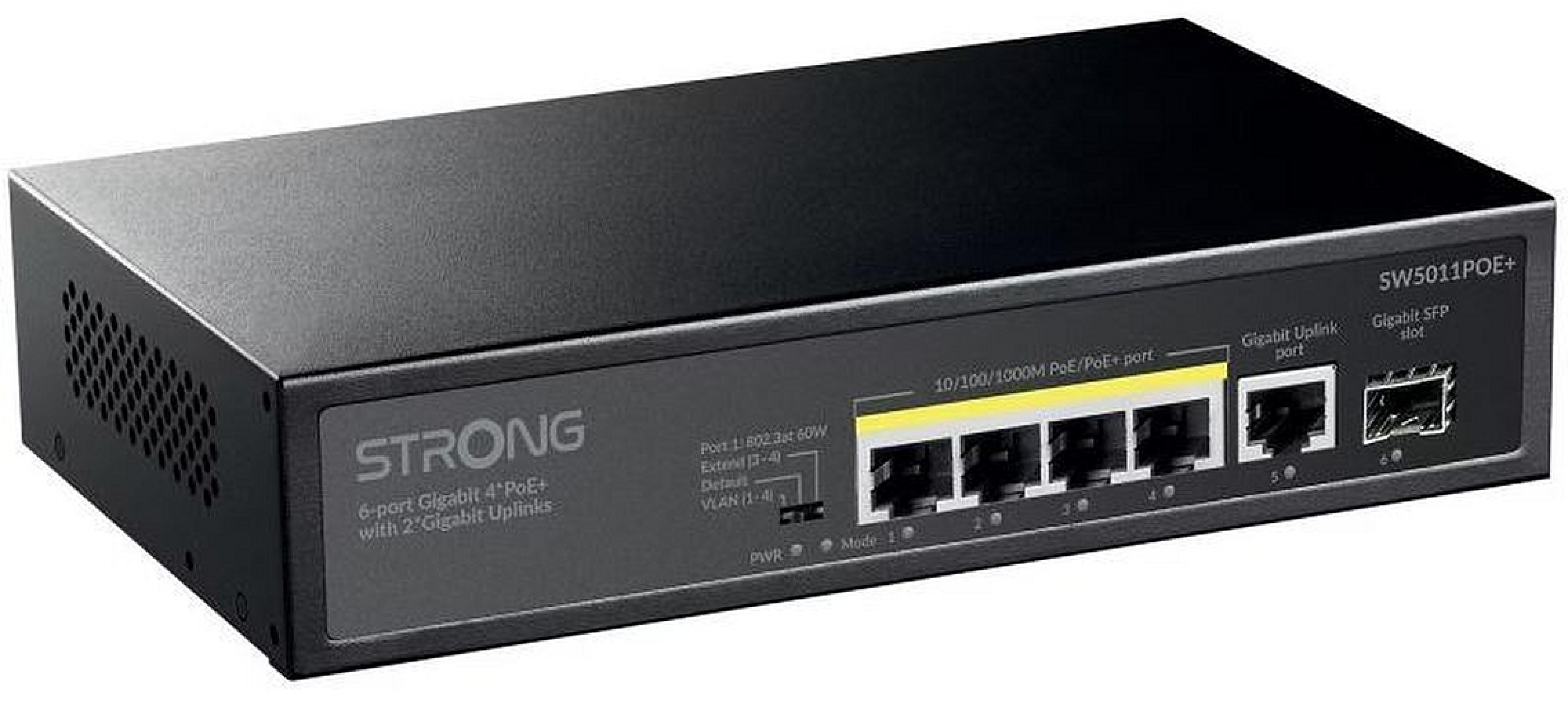 STRONG 4-Port Gigabit POE+ Switch plus 2-Port Ethernet Gigabit-Uplinks