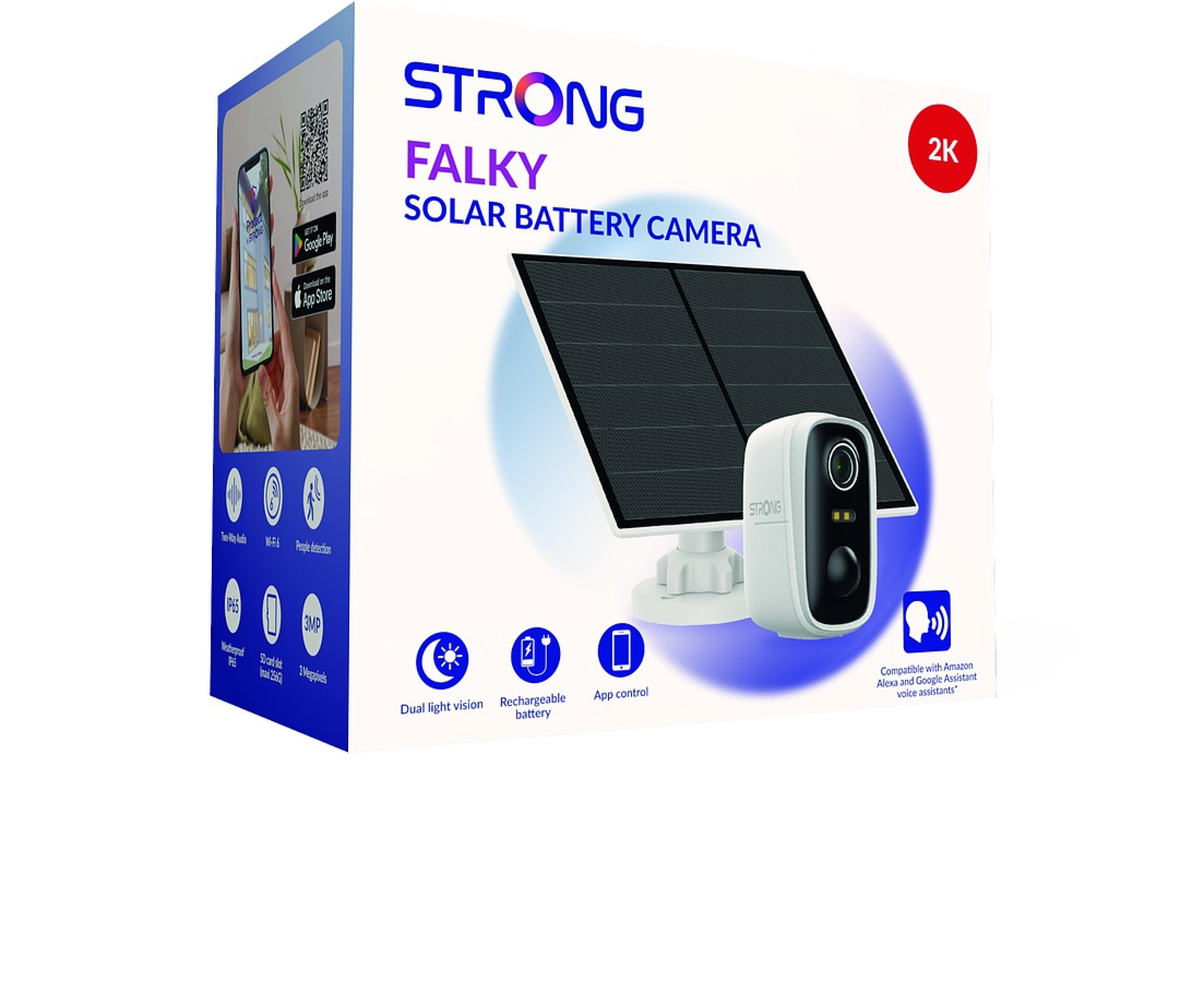 STRONG FALKY Solar - Außen Überwachungskamera FHD, WiFi6, Zweiwege-Audio, Magnethalterung, Solar Panel