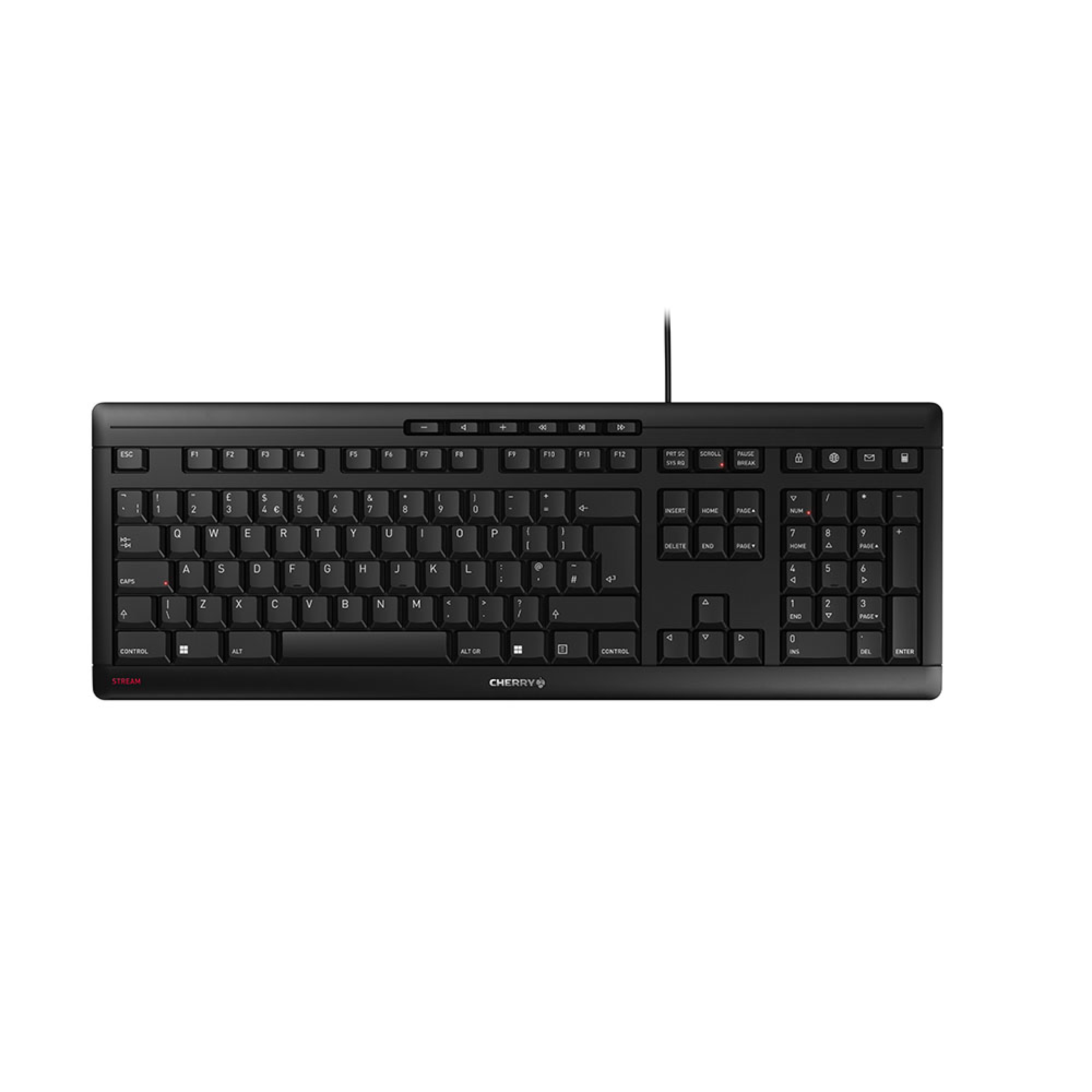 CHERRY STREAM Tastatur Wired GB 1.80m schwarz/grau