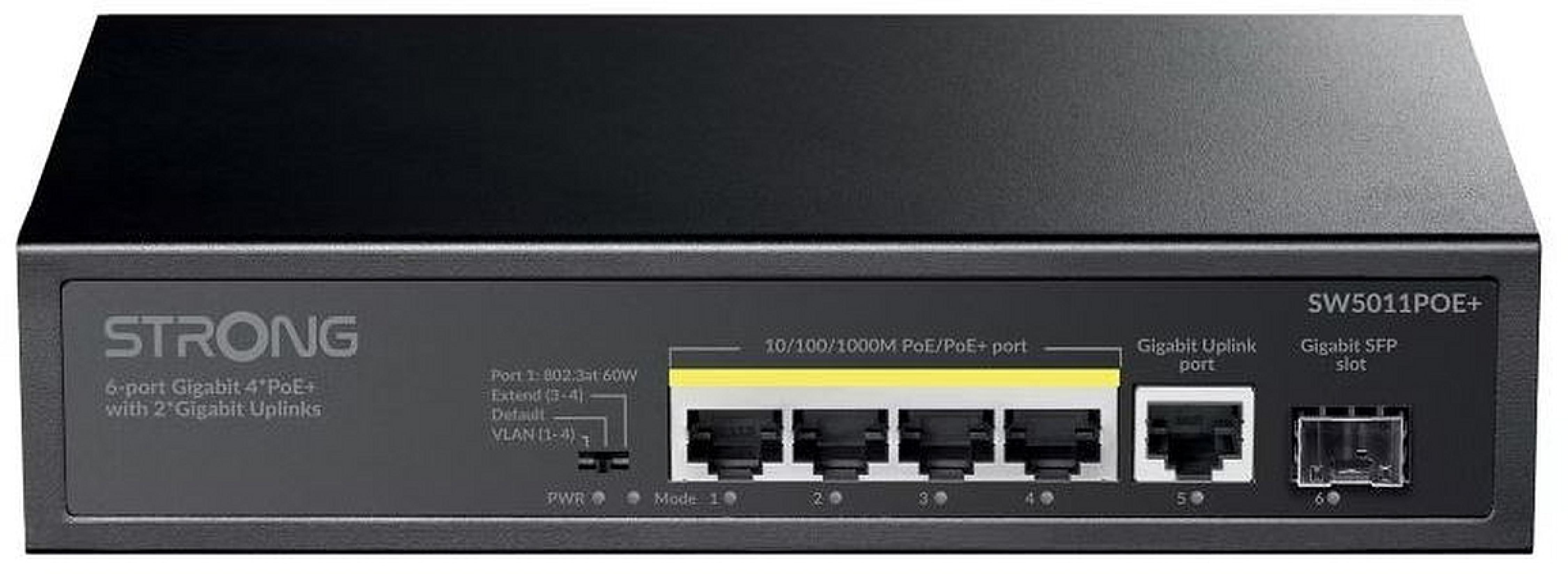 STRONG 4-Port Gigabit POE+ Switch plus 2-Port Ethernet Gigabit-Uplinks