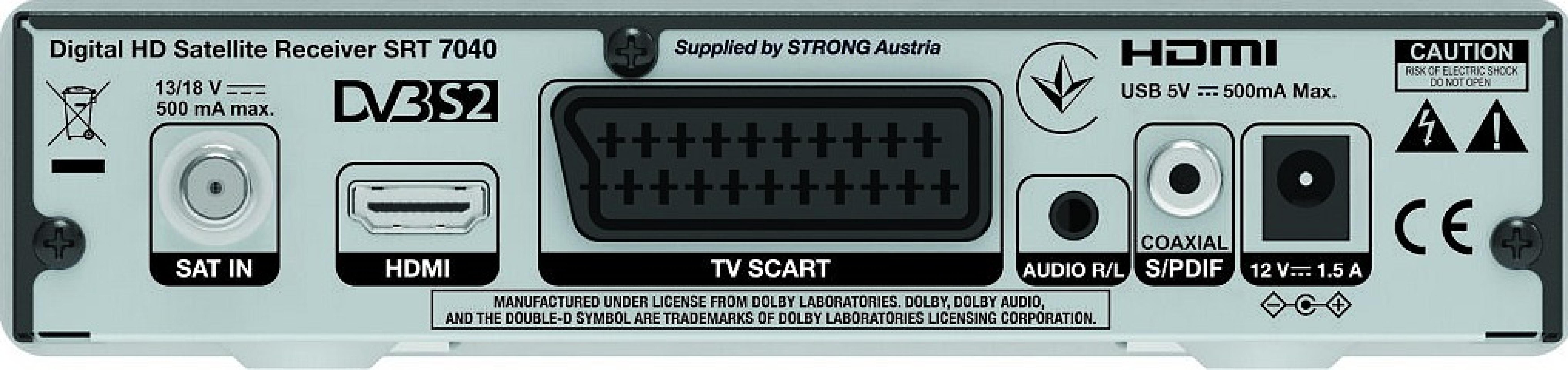 STRONG Digitaler HD-Satelliten-Receiver mit Display und HDMI/Scart-Anschluss