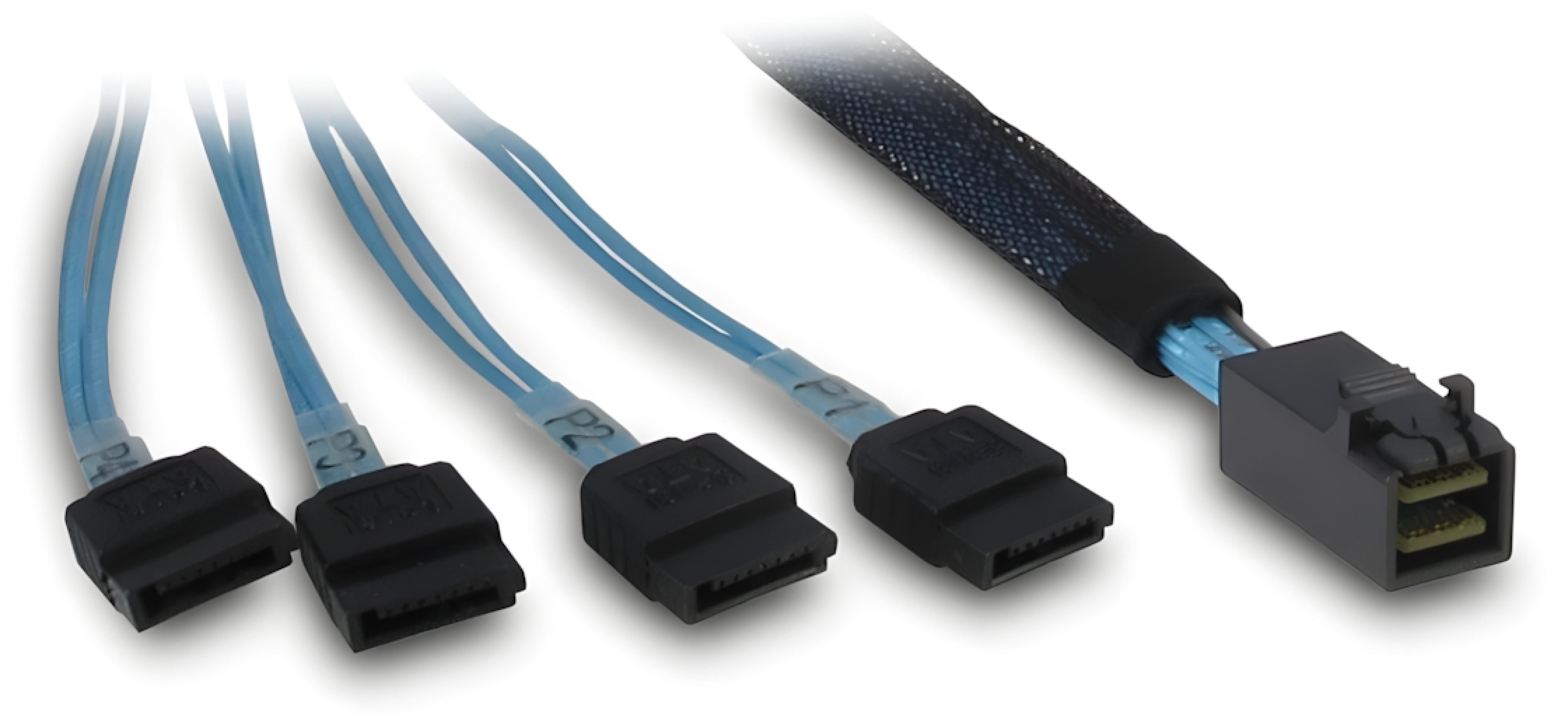 Inter-Tech Kabel SFF 8643 - 4x SATA/SAS- 0,7m Crossover