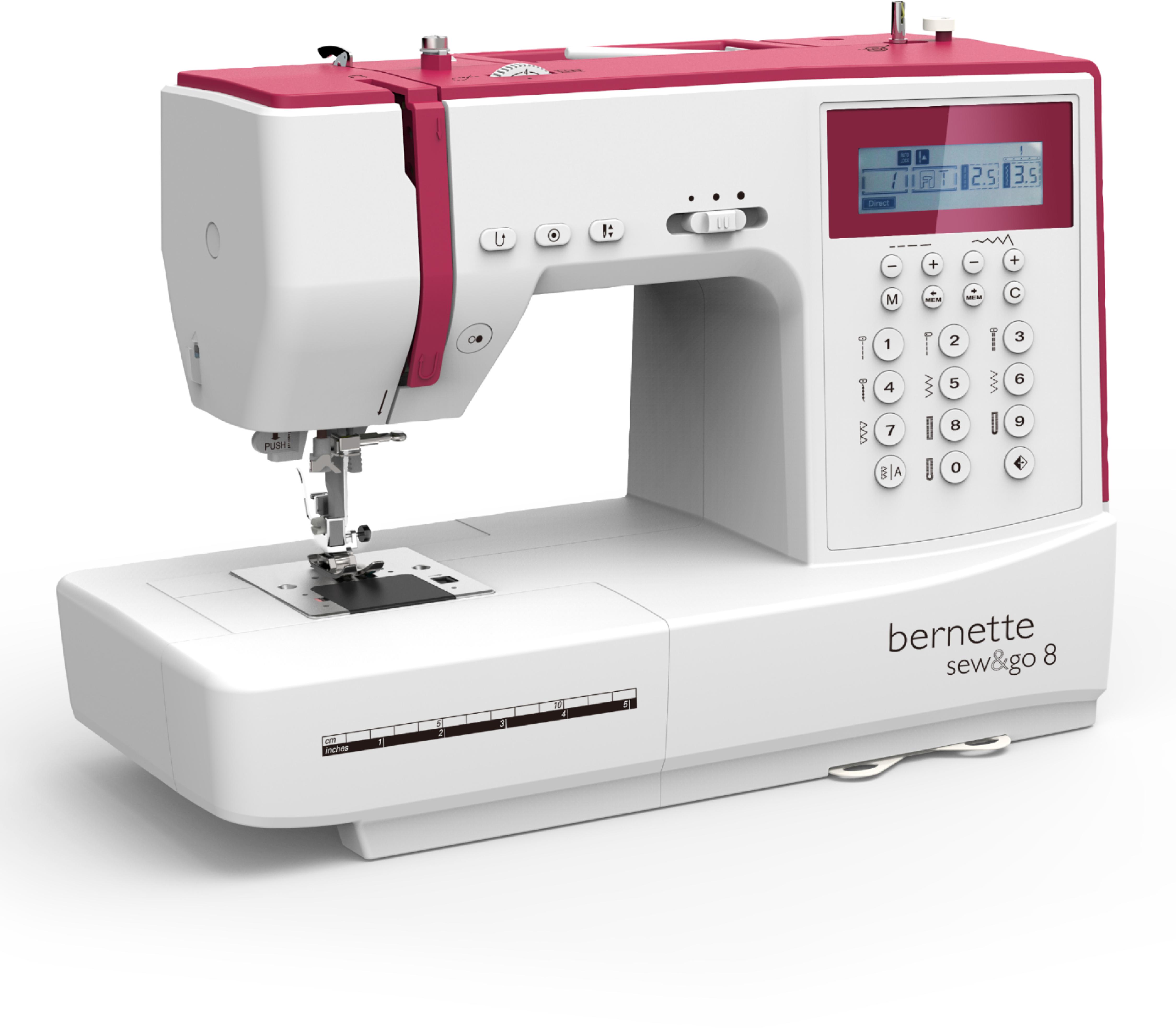 BERNETTE Freiarm Nähmaschine sew&go 8 - 197 Nähprogramme, 18 Quiltstiche, halbautom. Einfädelhilfe, Fadenabschneider,  Stichlänge, Stichbreite, Nähfuß einstell