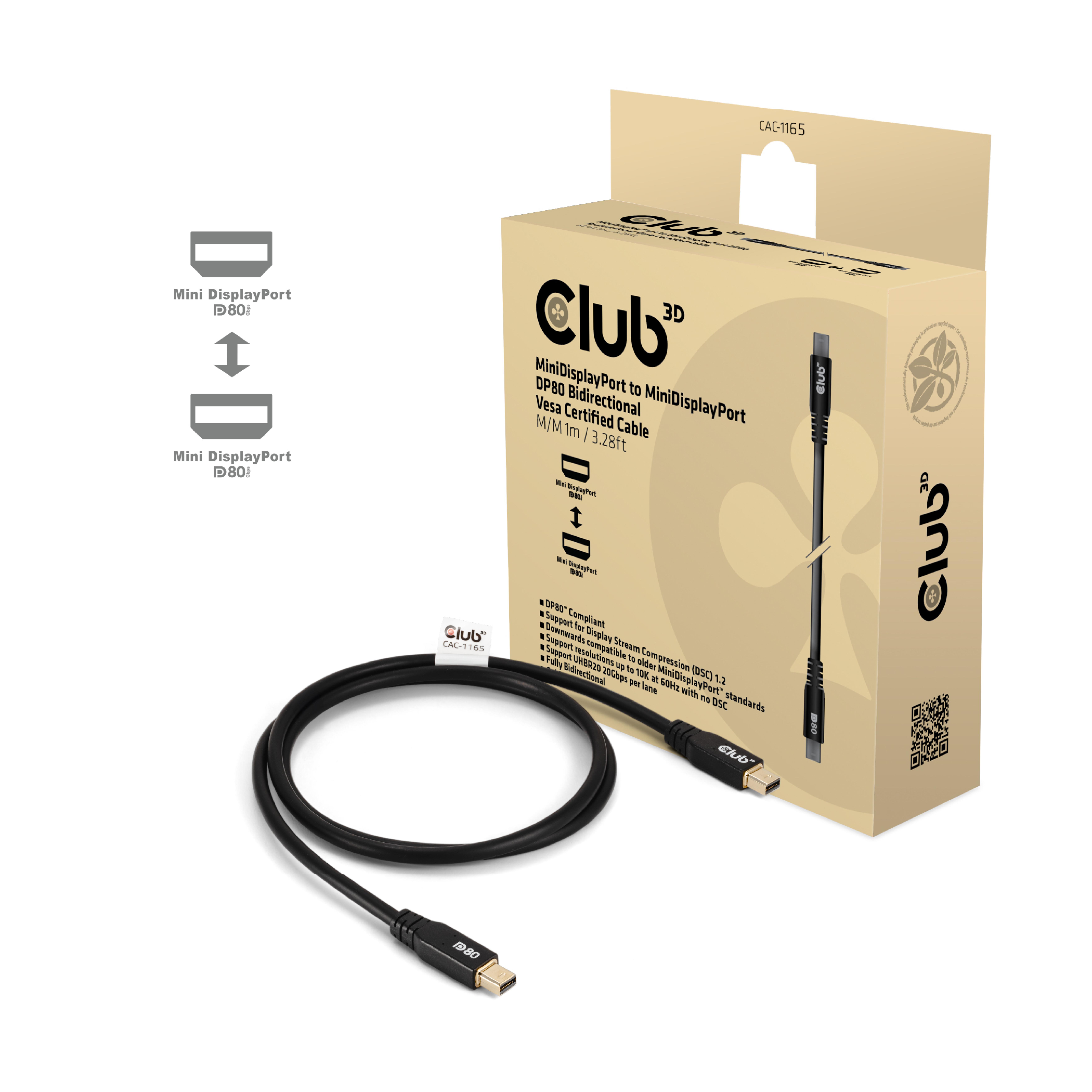 Club3D Kabel MiniDP 2.1  MiniDP 2.1 1m 10K60Hz St/St retail