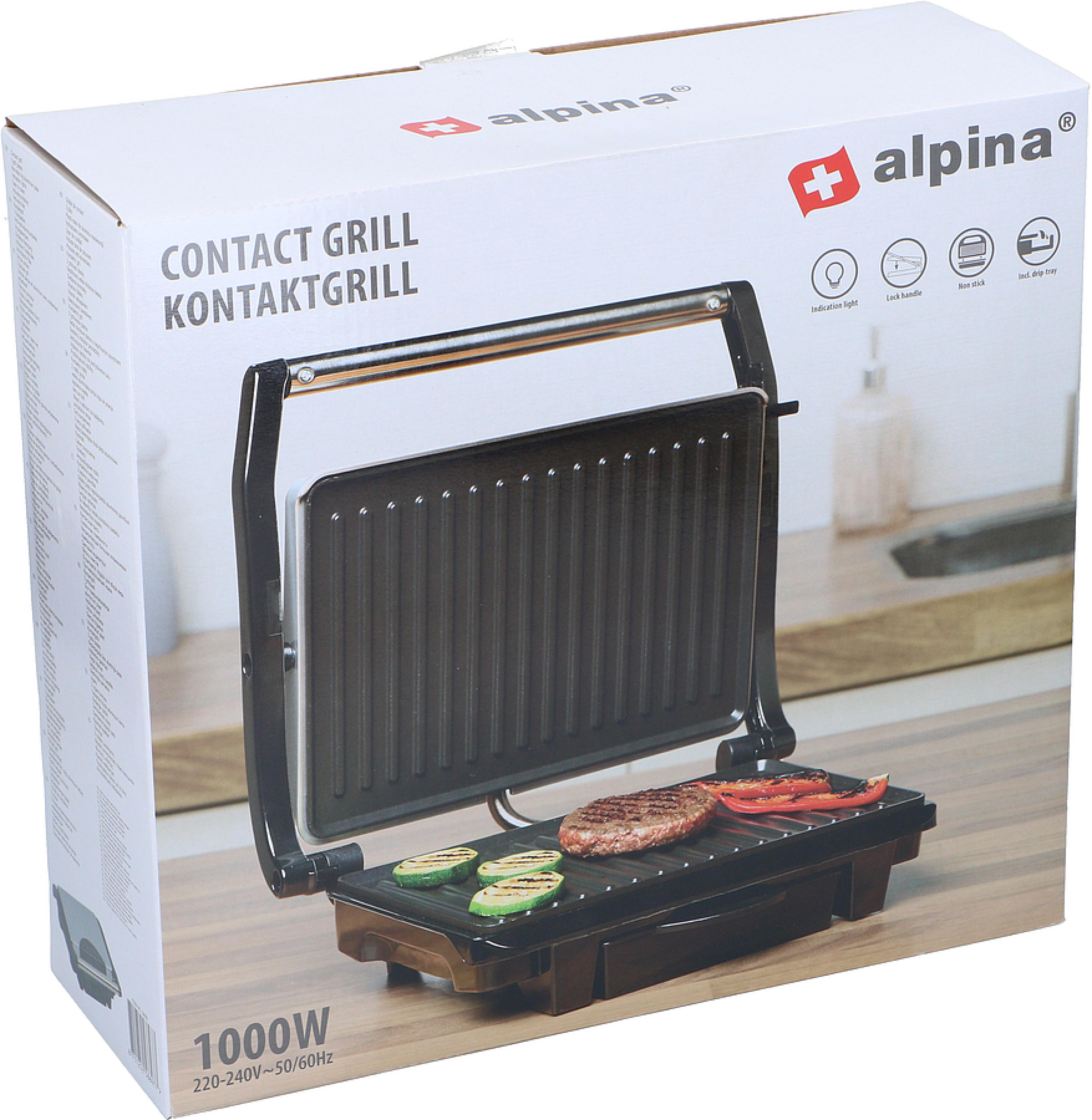 ALPINA Kontaktgrill, 230V, 1000W, Silber