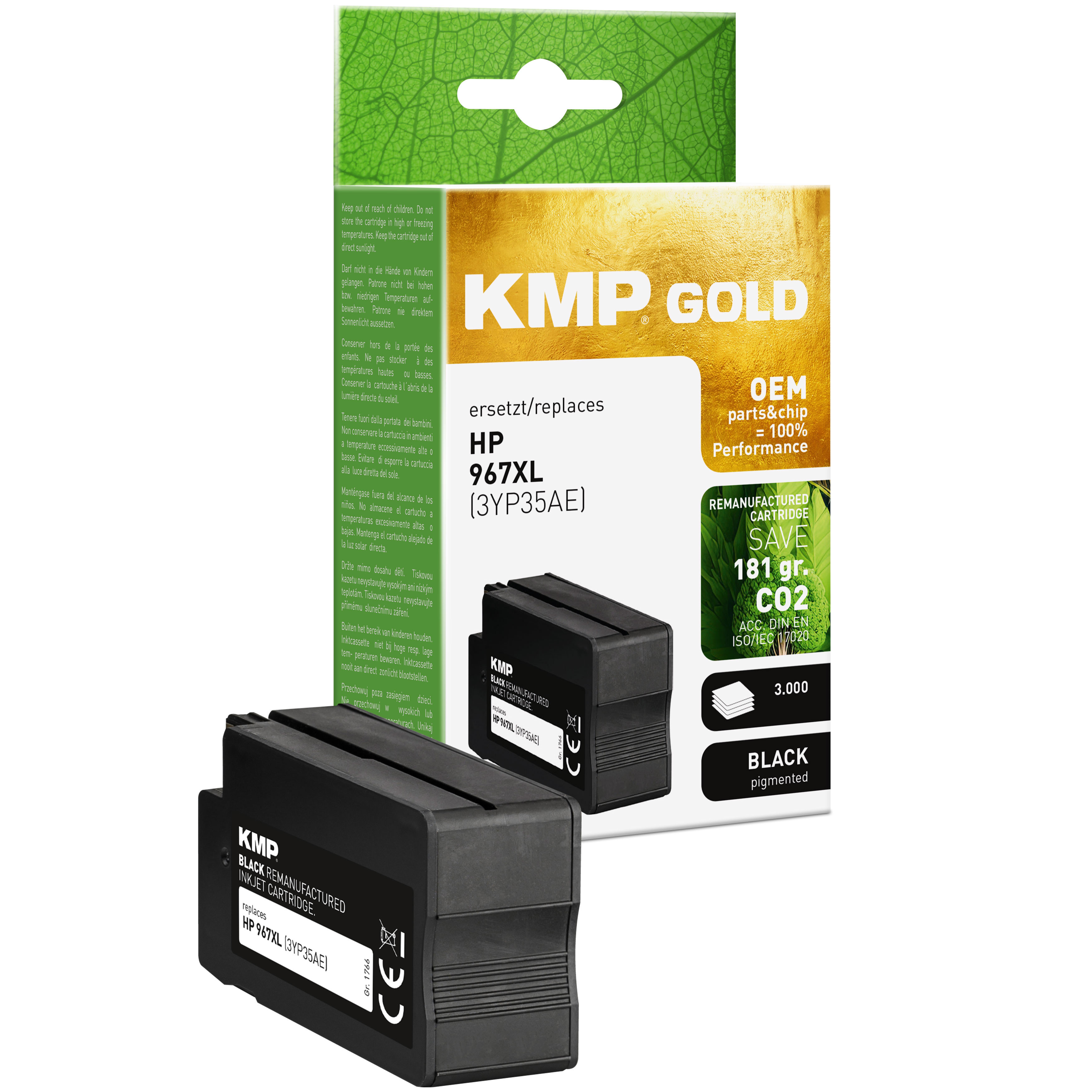 KMP GOLD Patrone HP 967XL (3JA31AE) black 3000 S. remanufactured