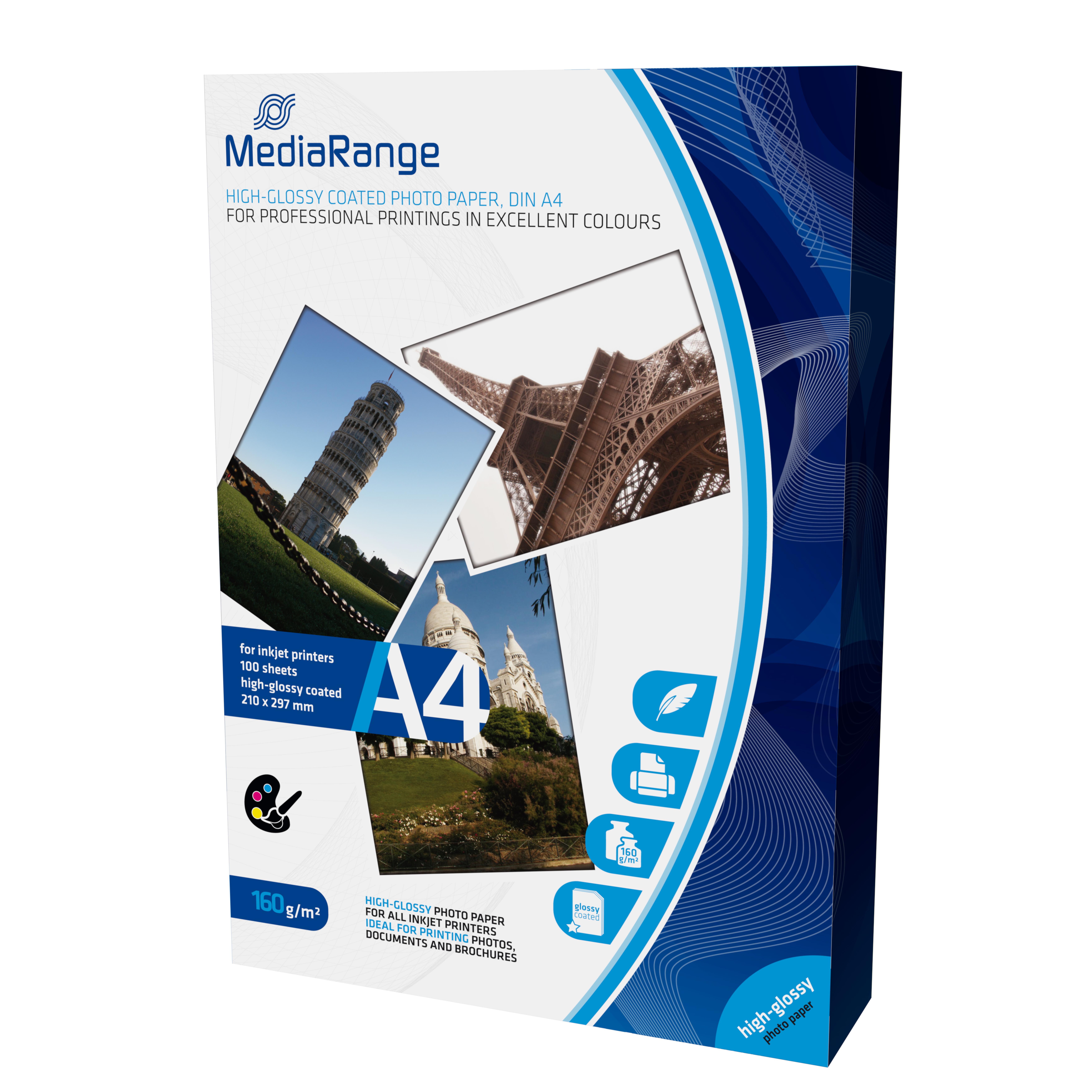 MediaRange Foto Papier hochglaenzend A4 160g 100 Blatt