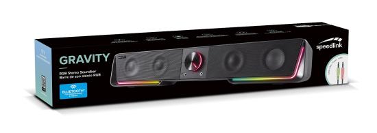 Verpackung der GRAVITY RGB Stereo Soundbar mit Bluetooth von Speedlink