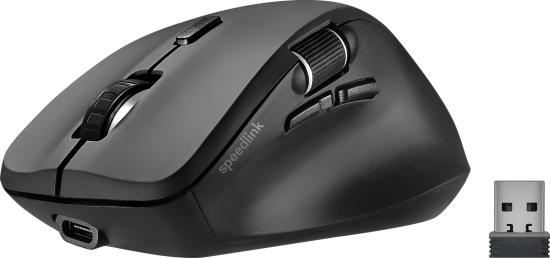 Schwarze kabellose Computermaus mit USB-Empfänger