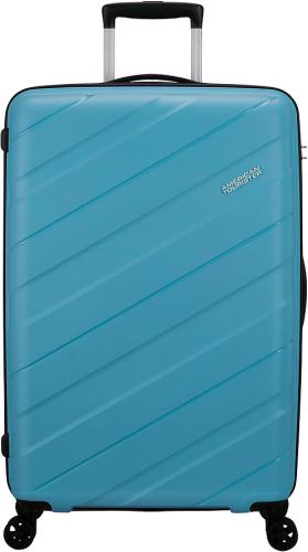 Hartschalenkoffer in Blau mit Teleskopgriff und Rollen Blauer Hartschalenkoffer mit robustem Design, Teleskopgriff und vier Rollen