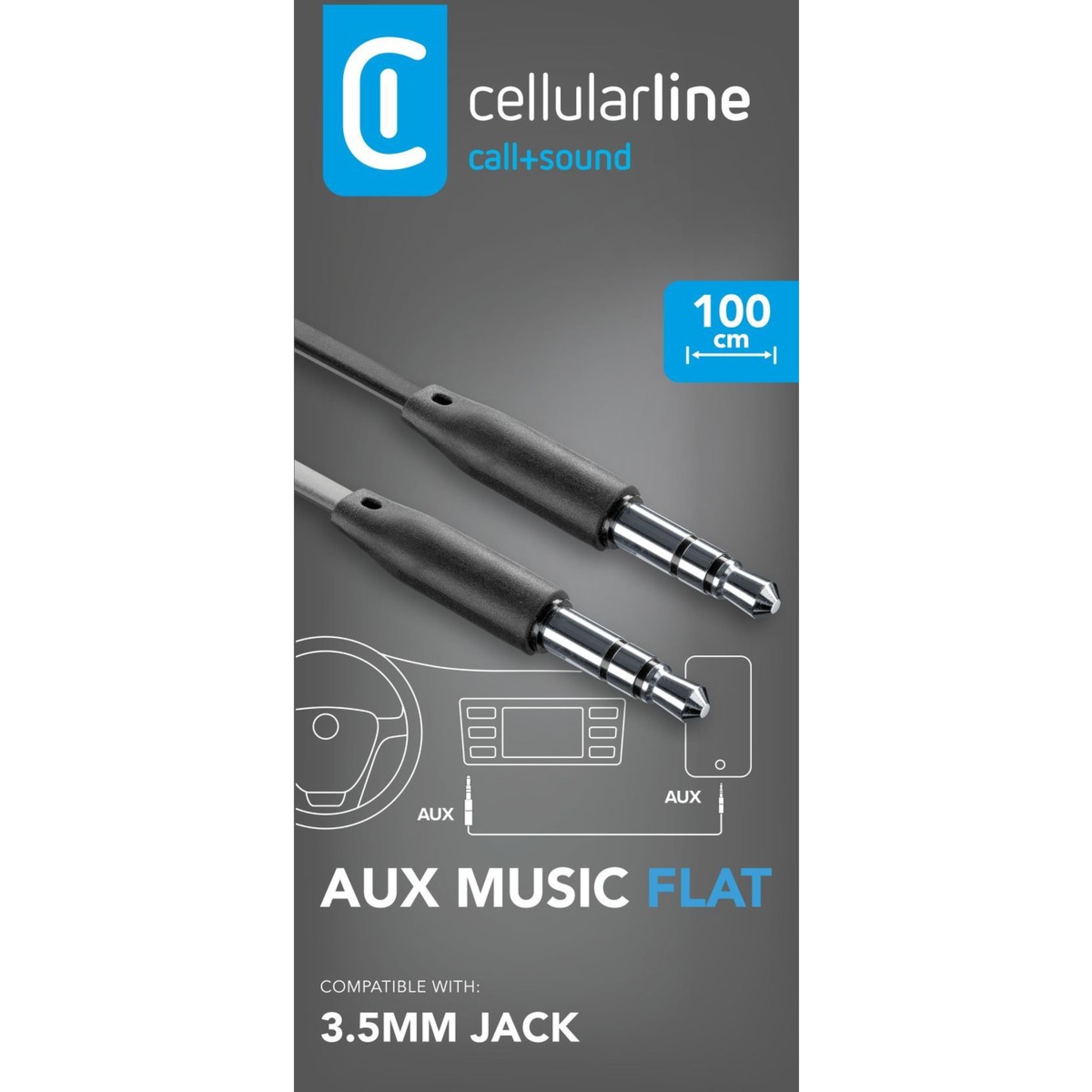 CELLULARLINE Auxmusic Cable 3,5Mm To 3,5Mm Jack Black
