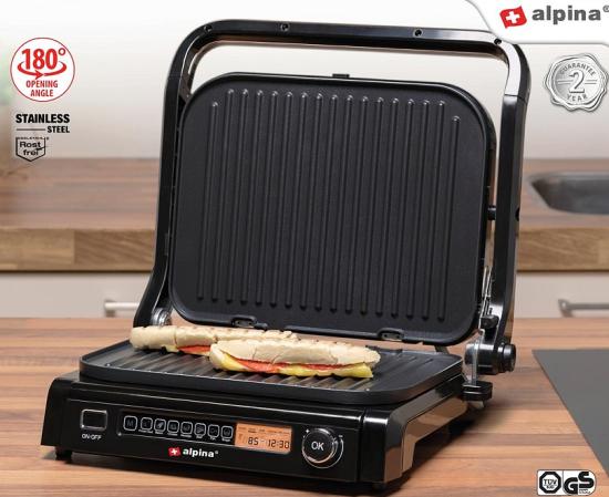 ALPINA Kontaktgrill, 230V, 2100W, Edelstahl