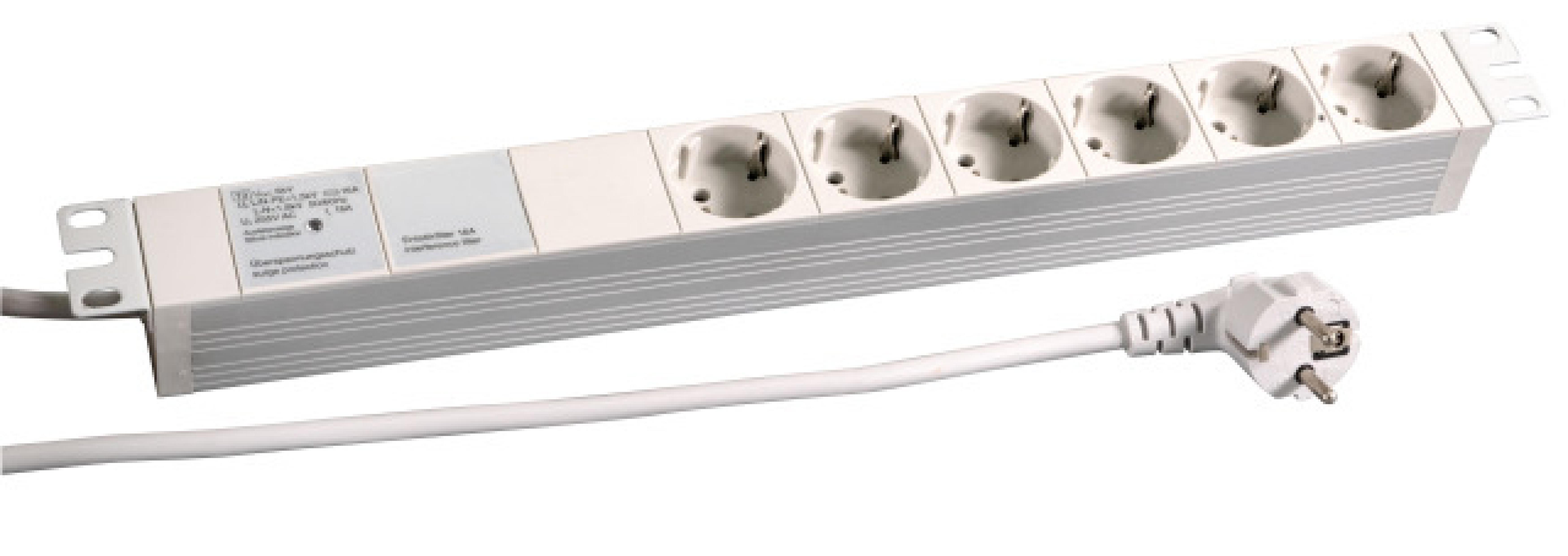 EFB 19" 1HE Steckdosenleiste 6 x CEE 7/3 , mit Geraetevollsch