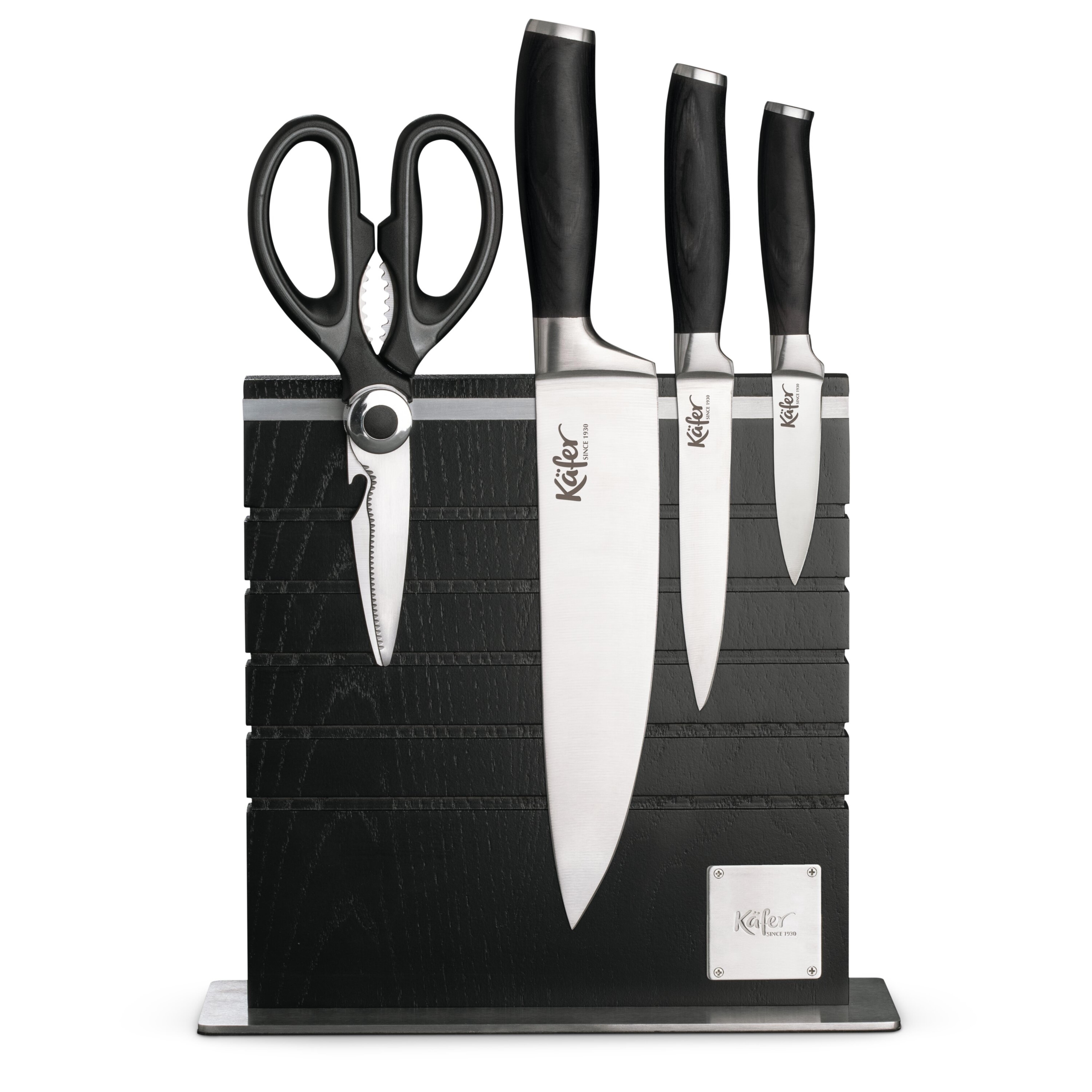 Käfer Messer Set Pakka Schwarz 5-tlg. mit Bambusblock