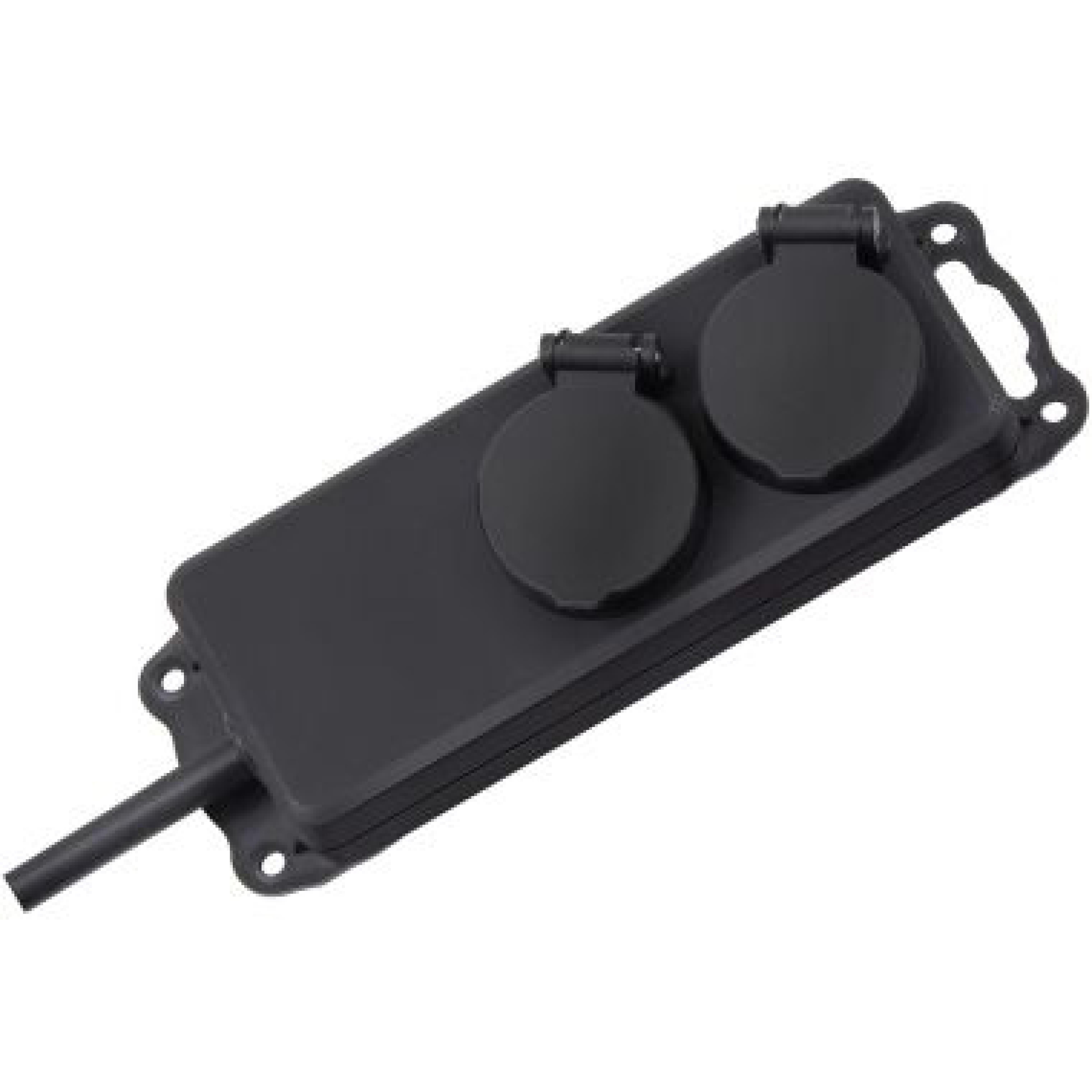 Brennenstuhl Steckdosenleiste mit Deckeln IP44 2x 2m sw
